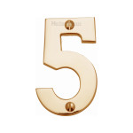 M Marcus Heritage Brass Numeral 5 - Face Fix 76mm Heavy font